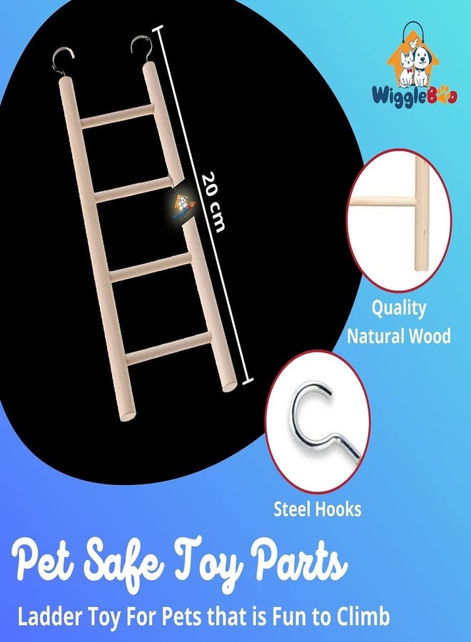 WiggleBoo لعبة سلم خشبي من 4 درجات من WiggleBoo للحيوانات الأليفة | للحيوانات الصغيرة - السنجاب الطائر، الهامستر، السنجاب، الشنشيلة، الجرذ | التسلق، التمرين والمرح - Image 2